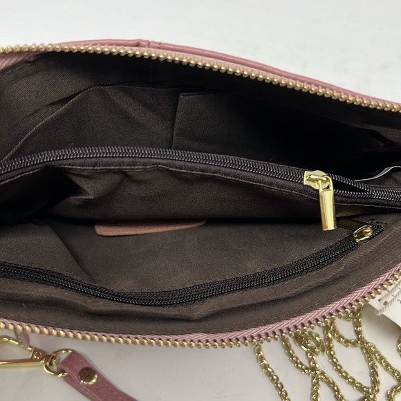 YALUXE Leather Wristlet Clutch Wallet Purse Envelope Style Crossbody Bag Pink - Picture 6 of 8